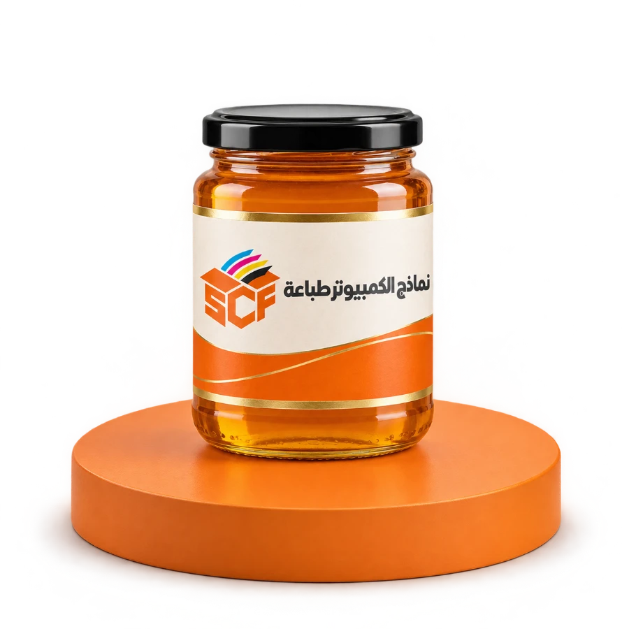 عبوة عسل بملصق مطبوع